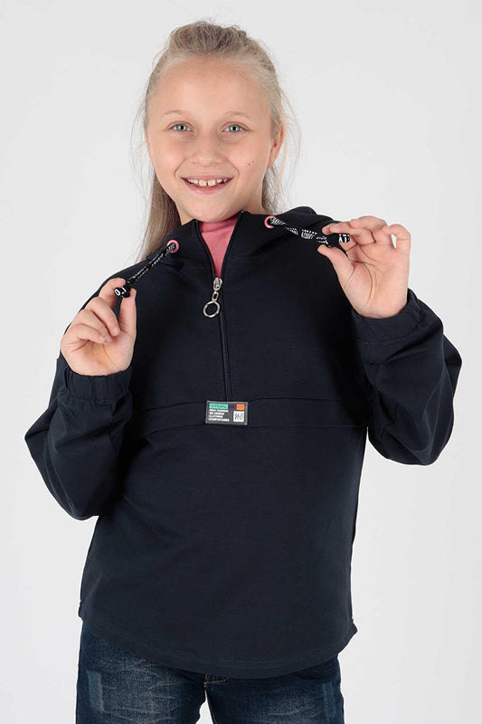 Kids Girl Hooded Sweat Long Sleeve Zippered Hoodie Cotton Ak15260