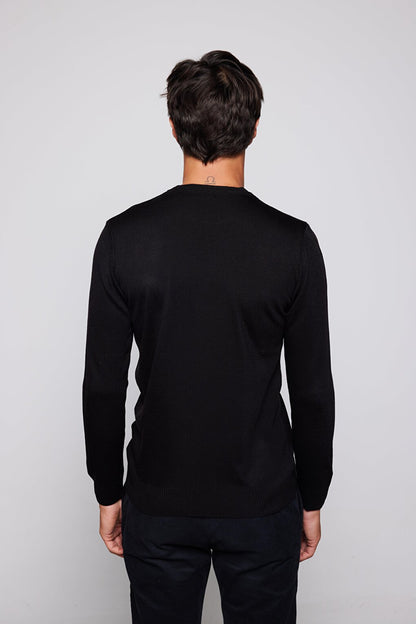 Slim Fit Narrow Cut Crew Neck Soft Textured Men's Sweater