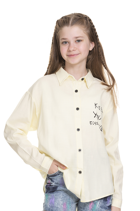 Girl's Back Printed Linen Shirt 8-14 Years