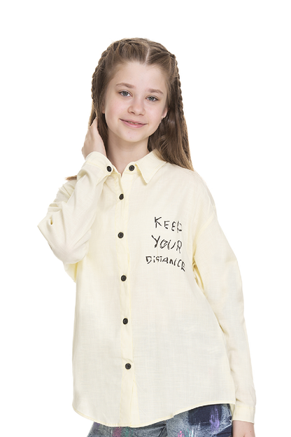 Girl's Back Printed Linen Shirt 8-14 Years