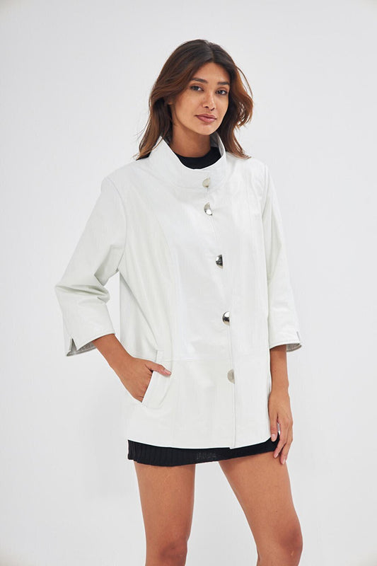 Women's White Genuine Lambskin Jacket