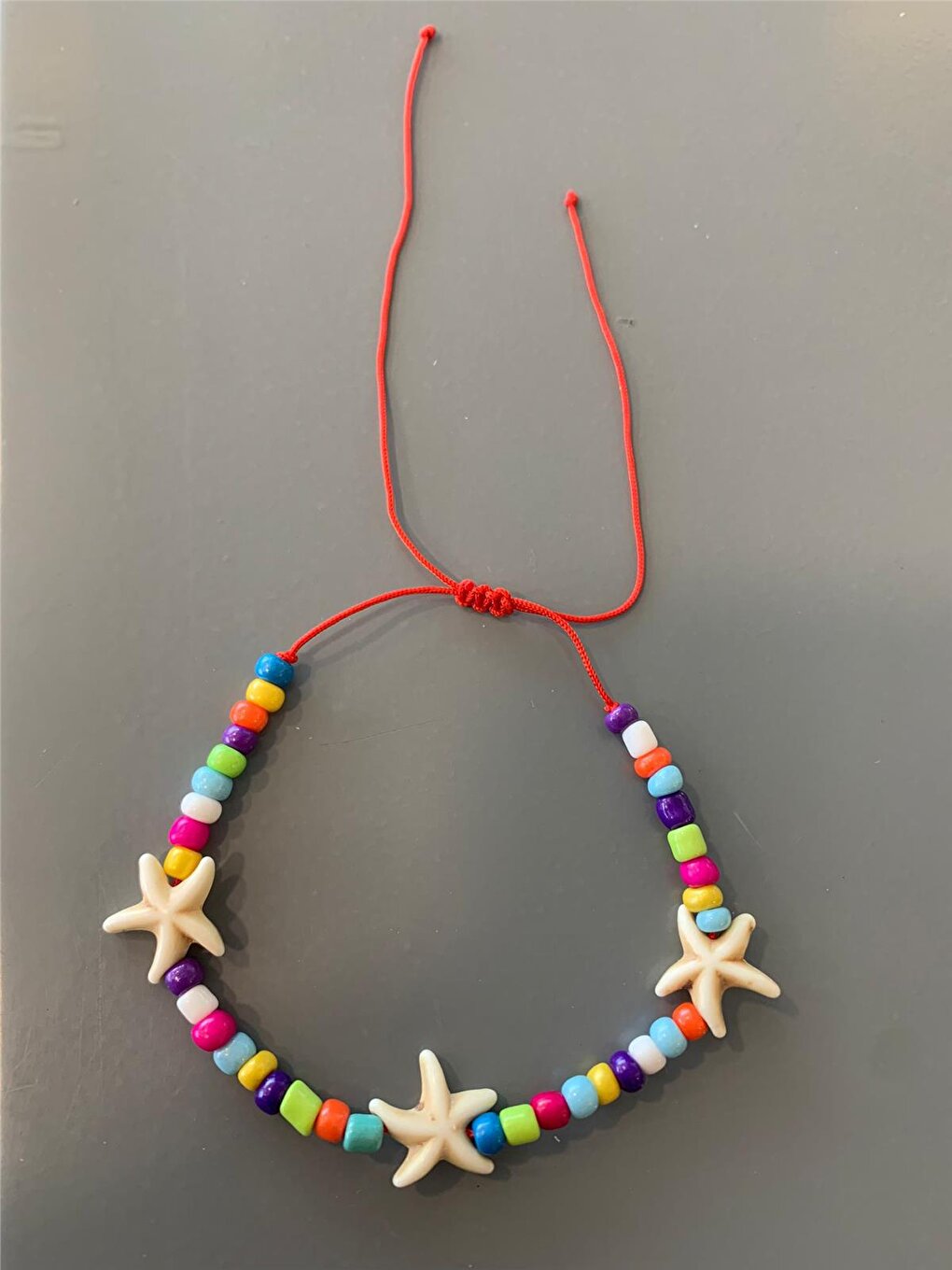 Colorful Beaded Anklet with Starfish