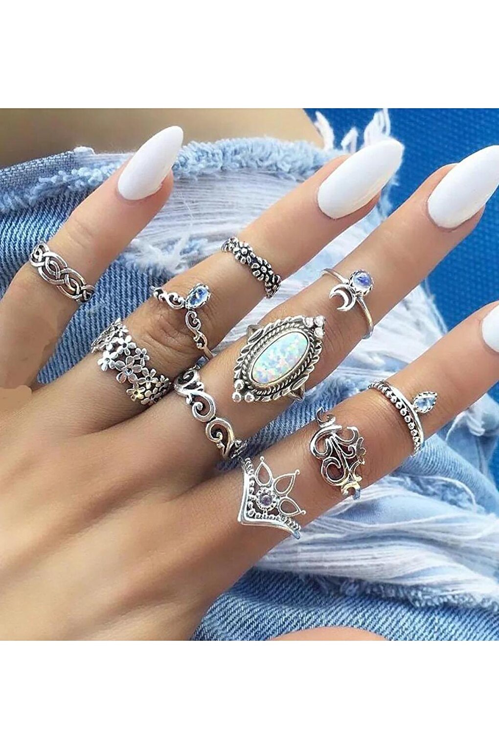 Multiple Silver Ring Set