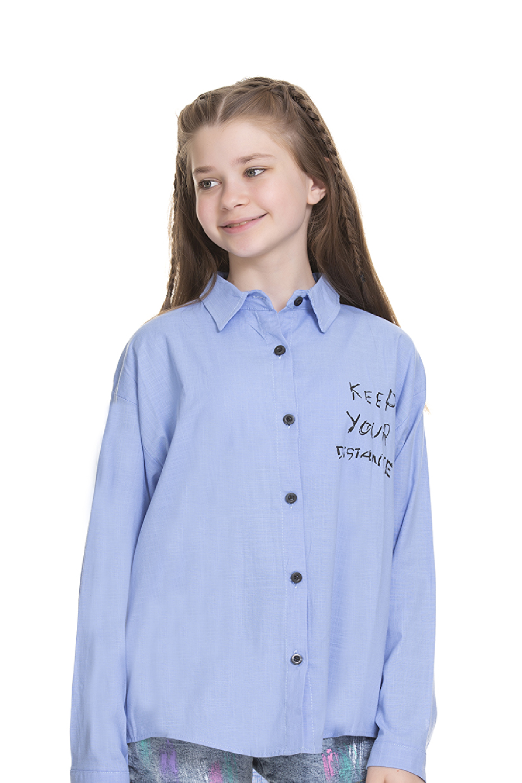 Girl's Back Printed Linen Shirt 8-14 Years