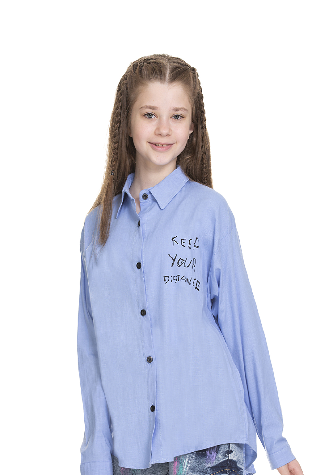 Girl's Back Printed Linen Shirt 8-14 Years