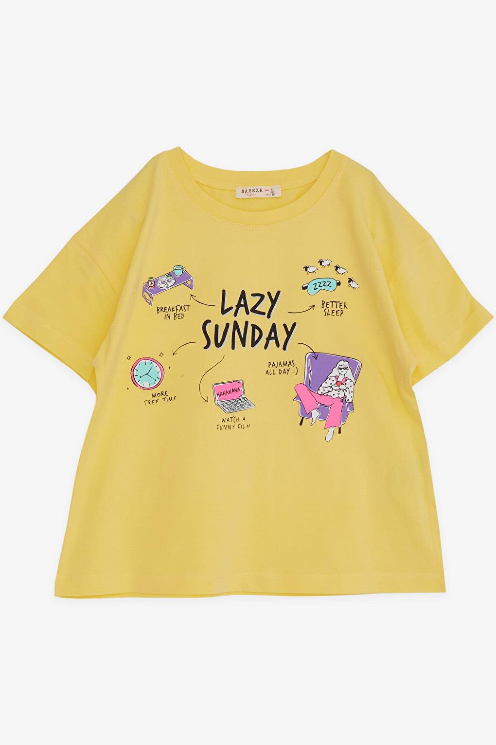 Girls' T-Shirt Printed Yellow (Age 8-14)