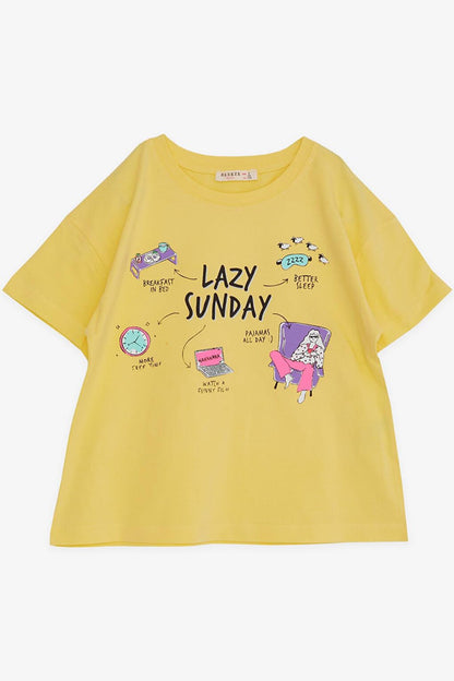 Girls' T-Shirt Printed Yellow (Age 8-14)