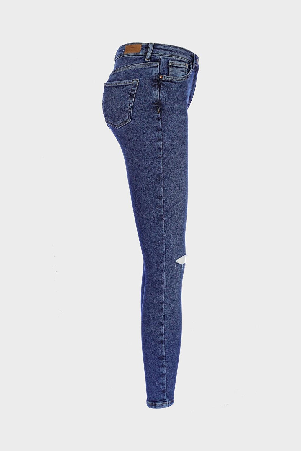 Judy Dark Blue High Waist Knee Ripped Skinny Jean Trousers C 4521-195