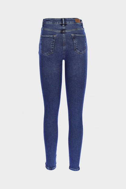 Judy Dark Blue High Waist Knee Ripped Skinny Jean Trousers C 4521-195