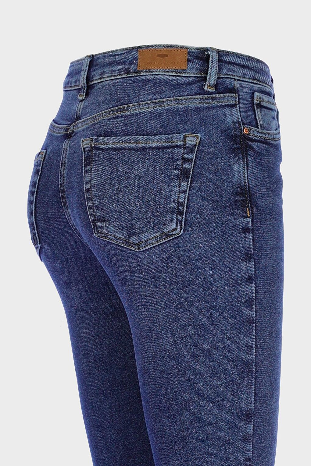 Judy Dark Blue High Waist Knee Ripped Skinny Jean Trousers C 4521-195