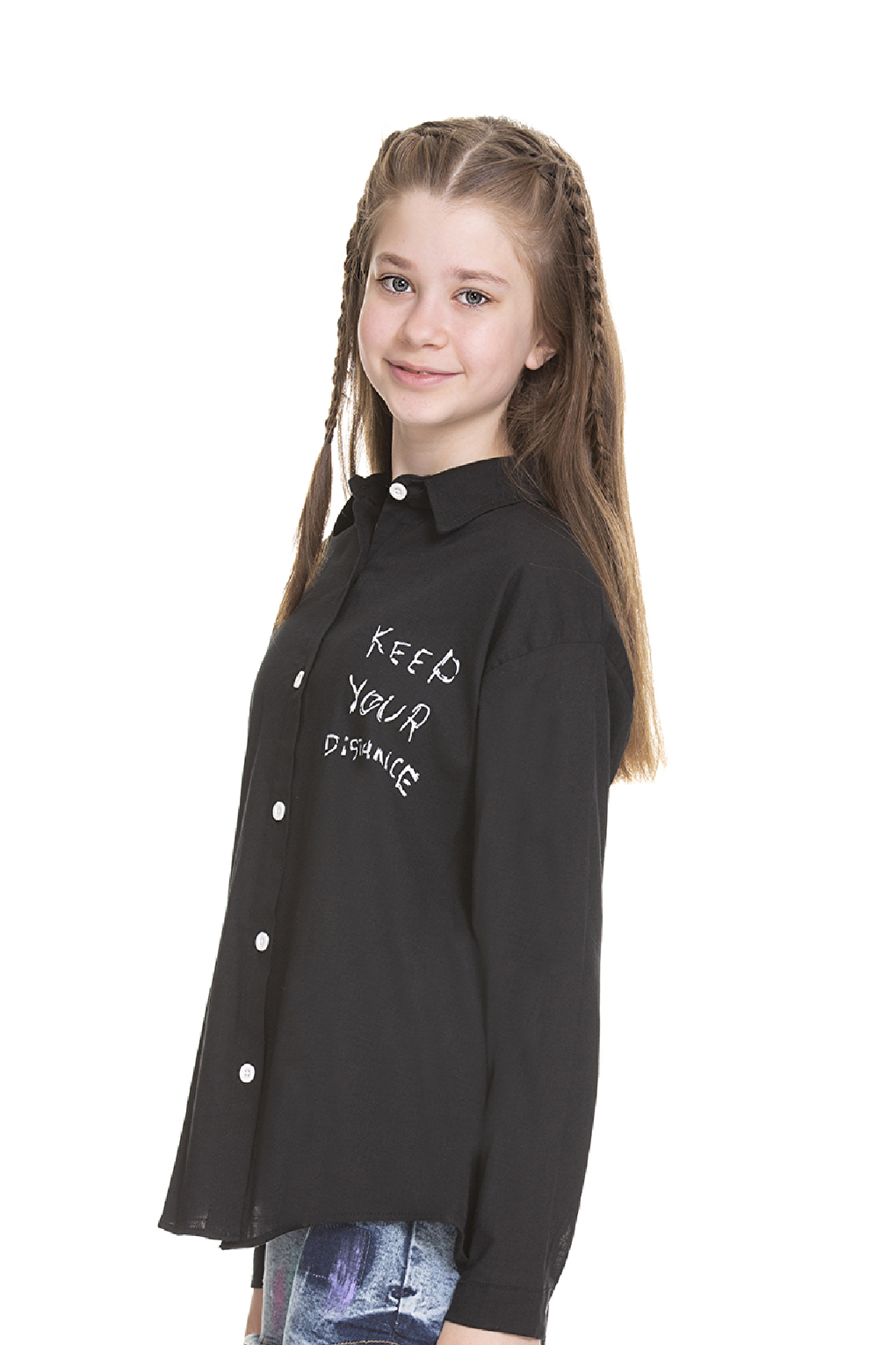 Girl's Back Printed Linen Shirt 8-14 Years