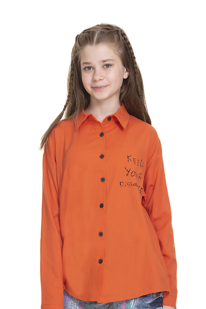 Girl's Back Printed Linen Shirt 8-14 Years