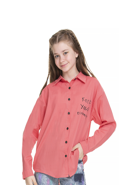 Girl's Back Printed Linen Shirt 8-14 Years