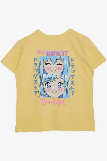 Girl's T-Shirt Anime Printed Yellow (Age 9-14)