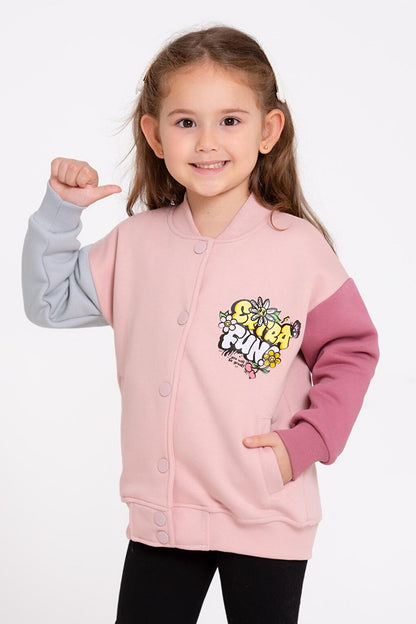 Girl's Plum Woopsi Print 1-5 Years College Jacket