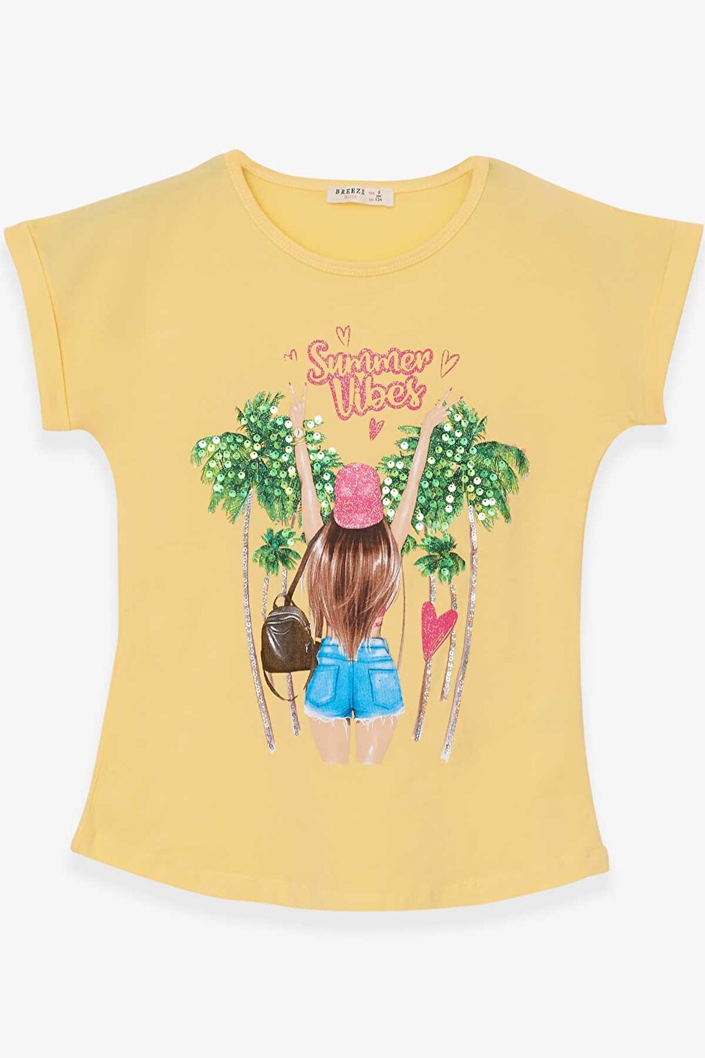 Girl's T-Shirt Girl Printed Yellow (Age 9-14)