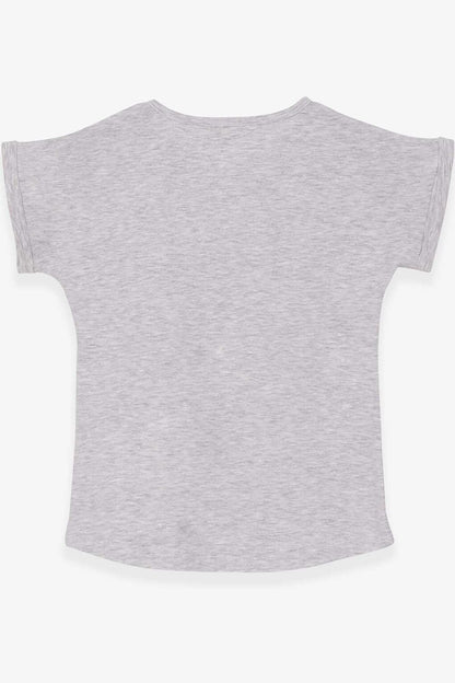 Girl's T-Shirt Girl Printed Light Gray Melange (Age 9-12)