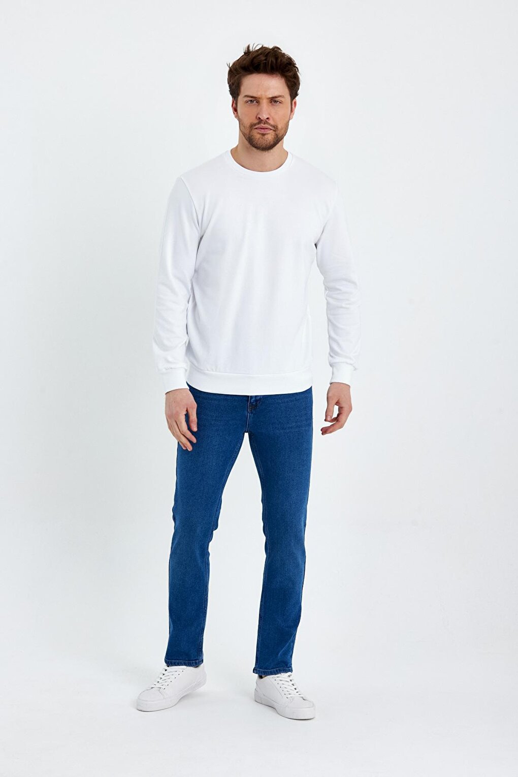 Crew Neck Basic Thin Men's Sweatshirt