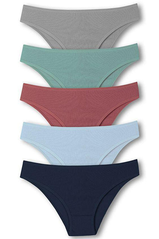 Cotton Ribbed Textured Briefs Women's Panties 5-pack