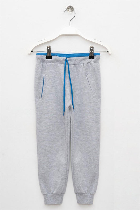 Boy's Gray Pocket Detailed Elastic Waist Cuff Sweatpants