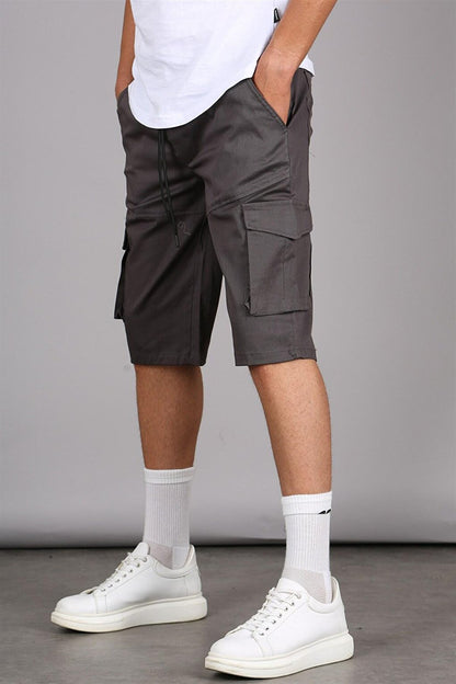 Smoked Basic Cargo Pocket Men's Capri Shorts 5473