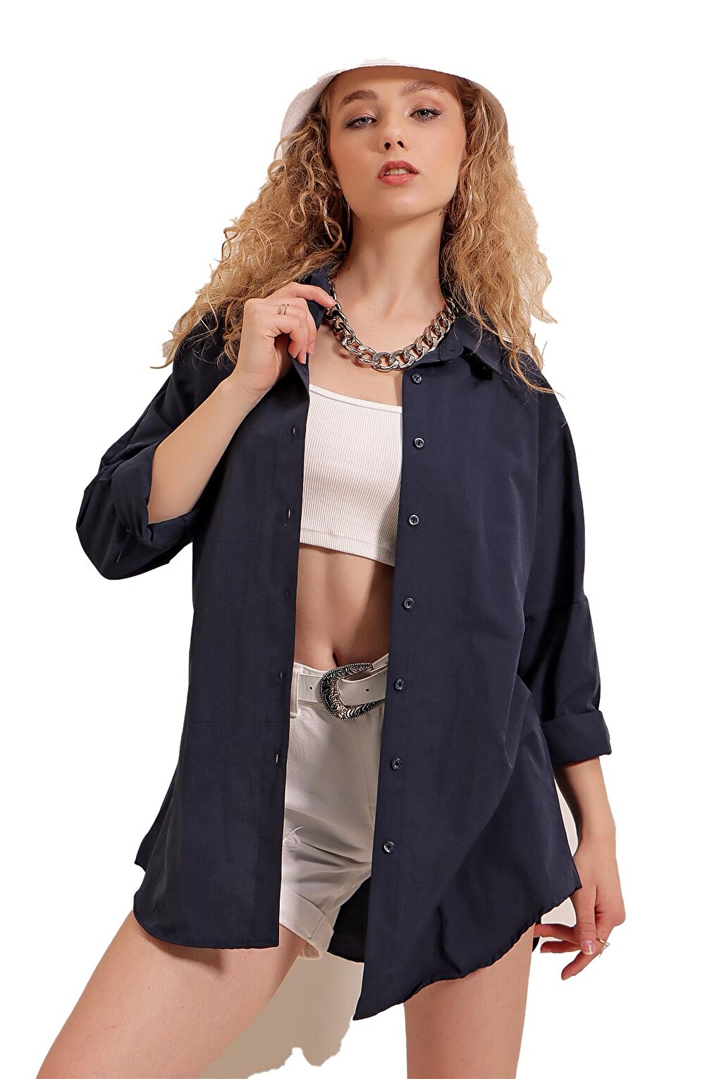 Oversize Long Basic Women's Shirt