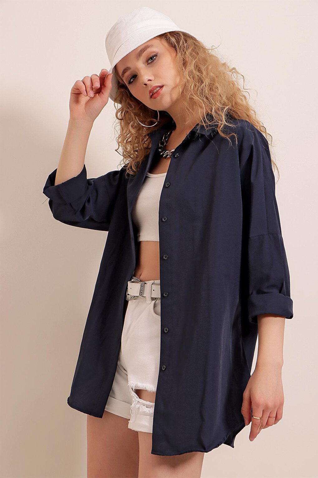 Oversize Long Basic Women's Shirt