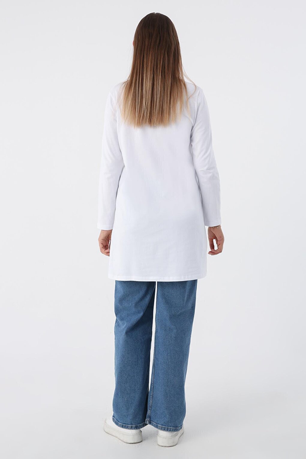 White Basic Cotton Single Jersey Sweat Tunic