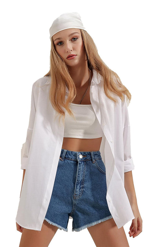 Oversize Long Basic Women's Shirt