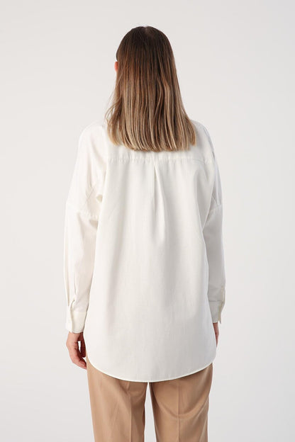 Ecru Oversize Basic Shirt