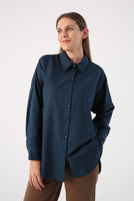 Dark Indigo Oversize Basic Shirt