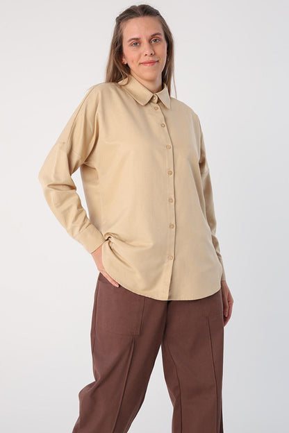 Bej01 Oversize Basic Shirt