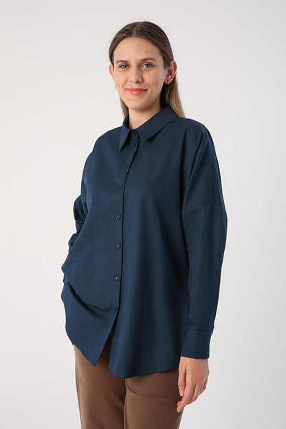 Dark Indigo Oversize Basic Shirt