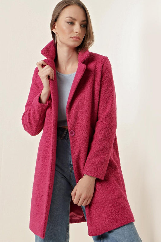 9082 Oversize Cashmere Coat - Fuchsia