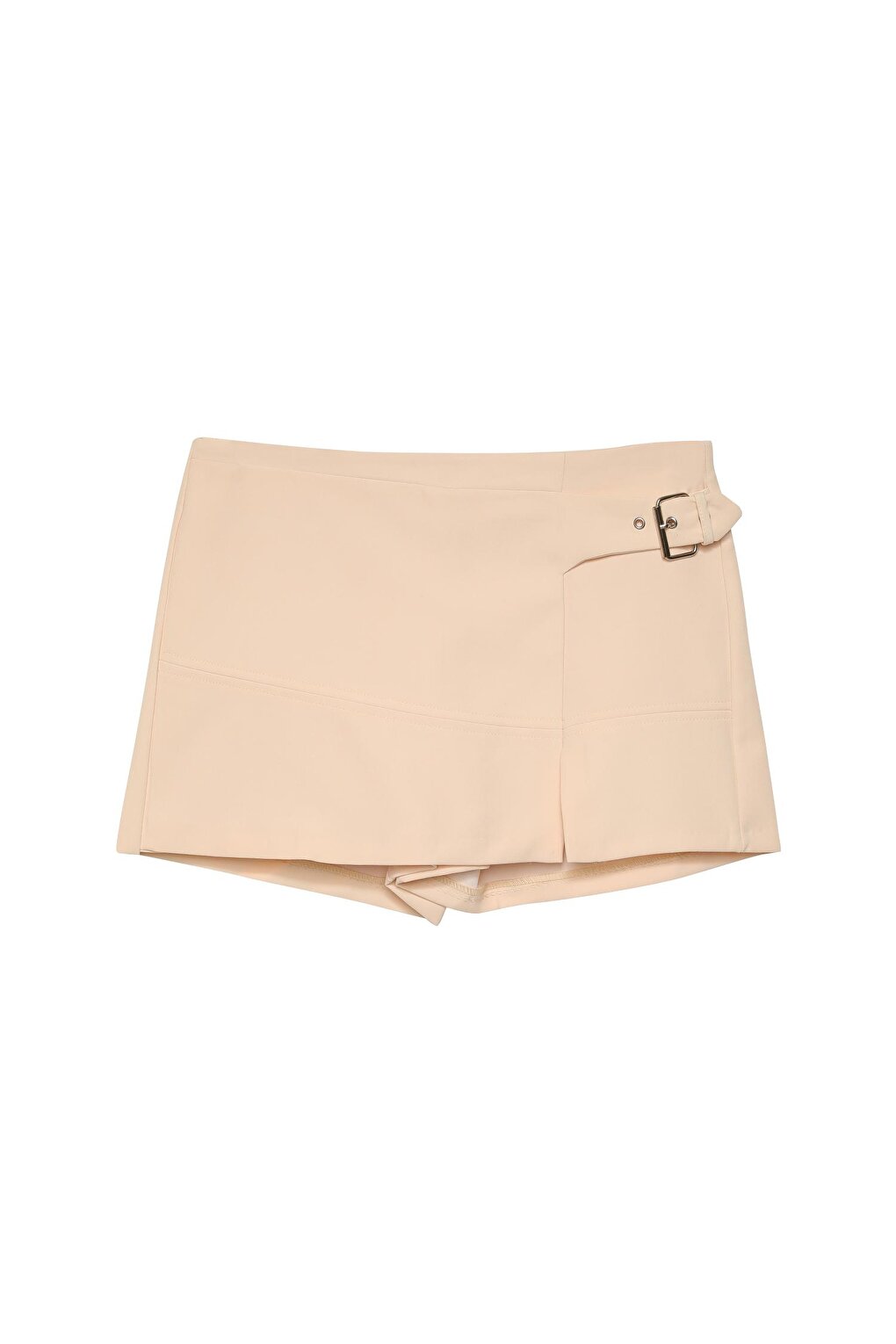 Slit Detailed Belted Mini Shorts Skirt Bone