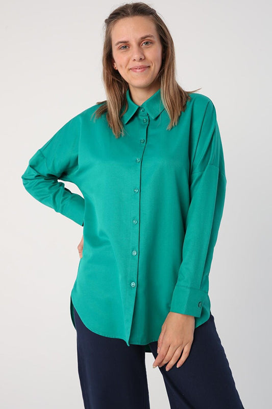 Emerald Green Oversize Basic Shirt