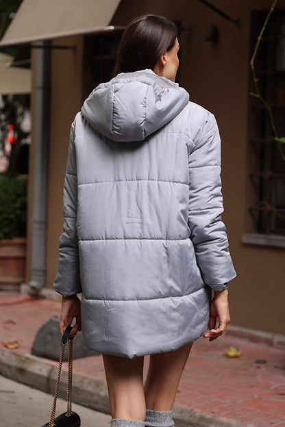 5163 Hooded Oversize Puffer Jacket - Gray