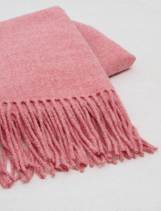 Stylish Winter Shawl with Pink Fringes