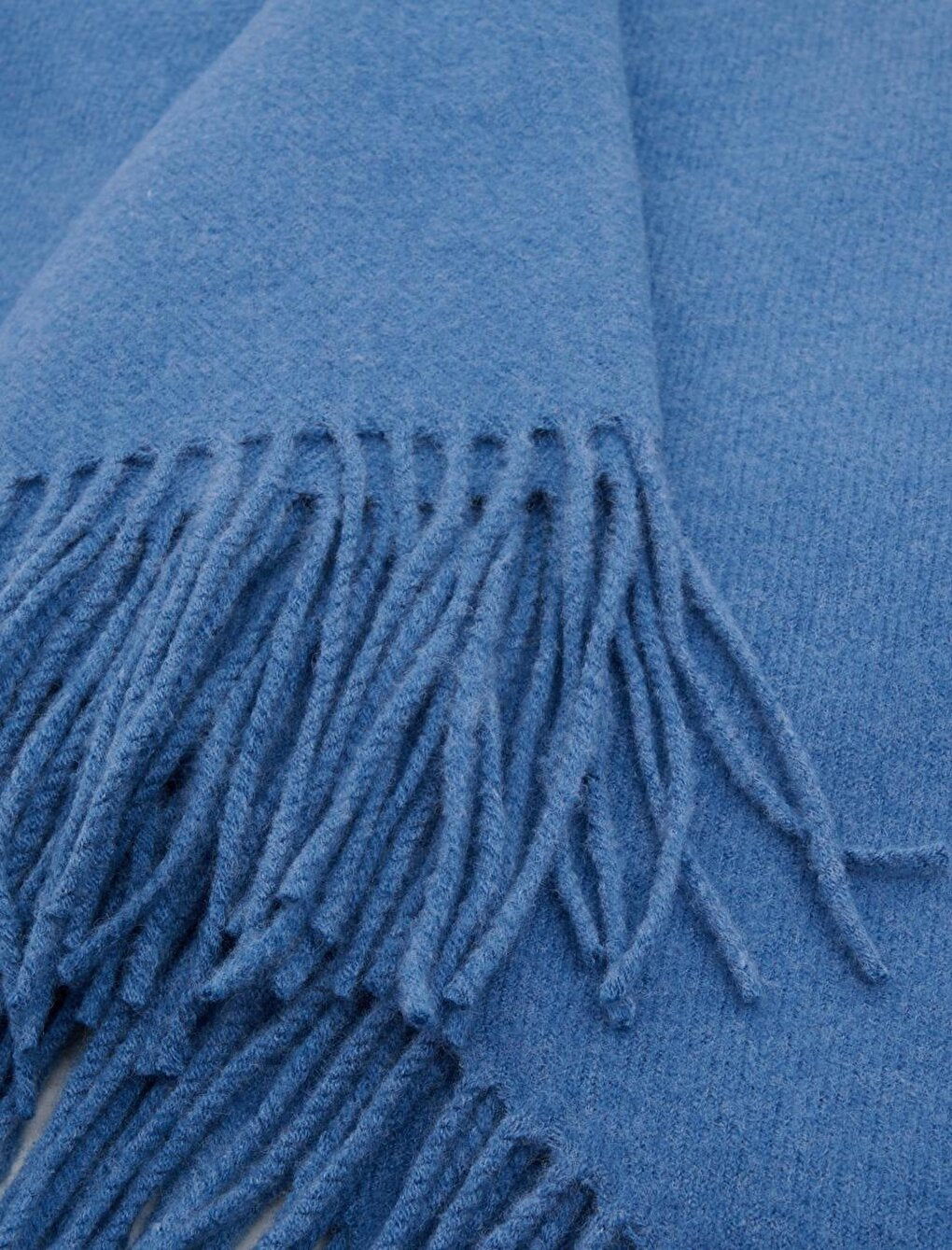 Stylish Winter Shawl with Blue Fringes