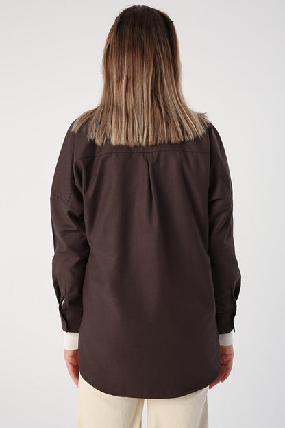 Bitter Brown Oversize Basic Shirt