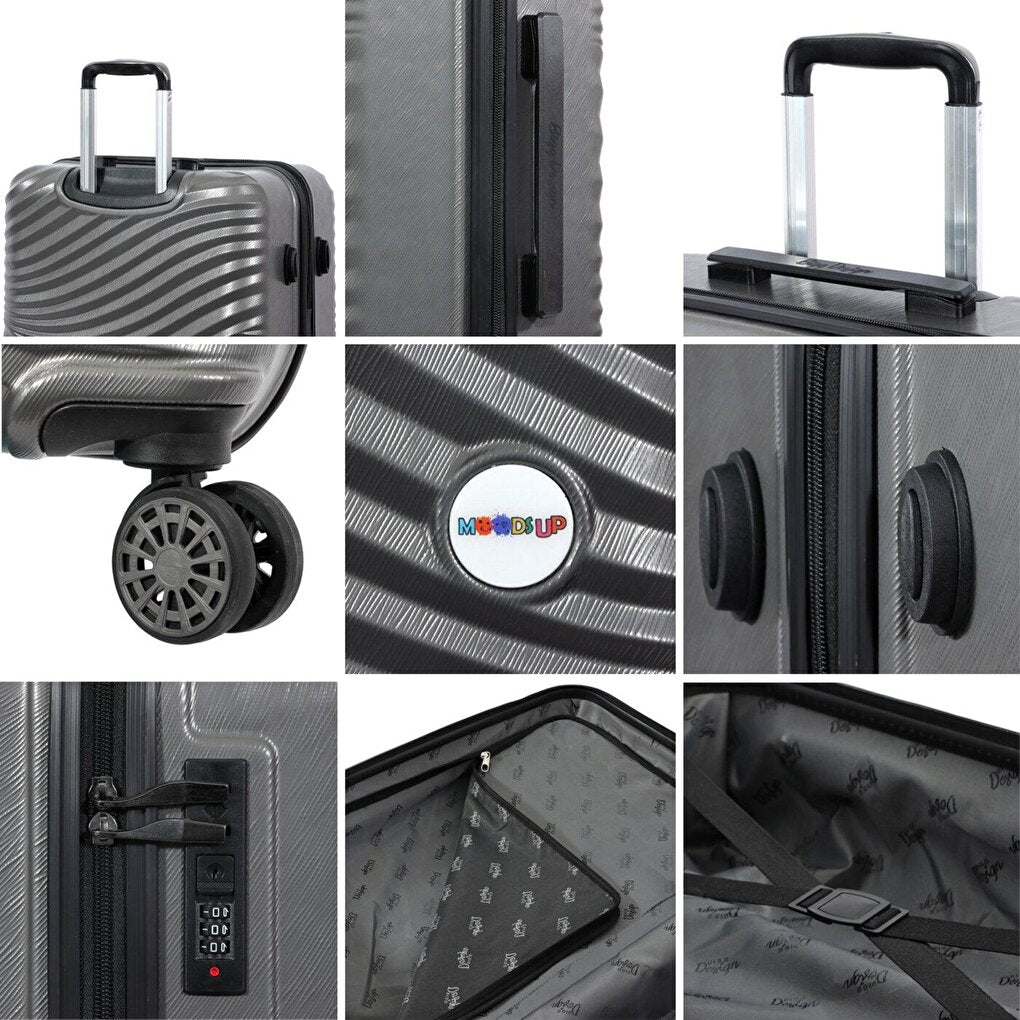 Moods Up Anthracite 3-piece suitcase set