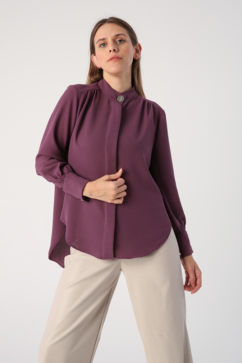 Purple Collar Short Shirt