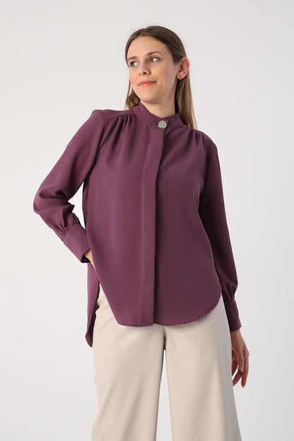 Purple Collar Short Shirt