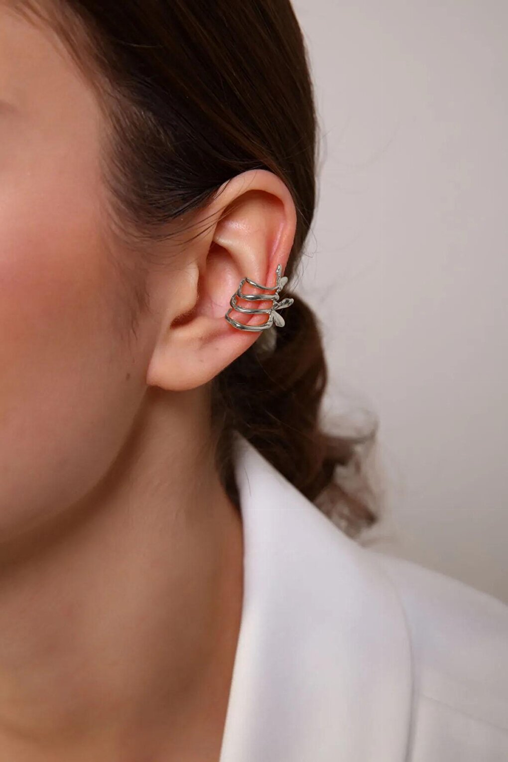 Silver Plated Butterfly Squeezable Earcuff Earring