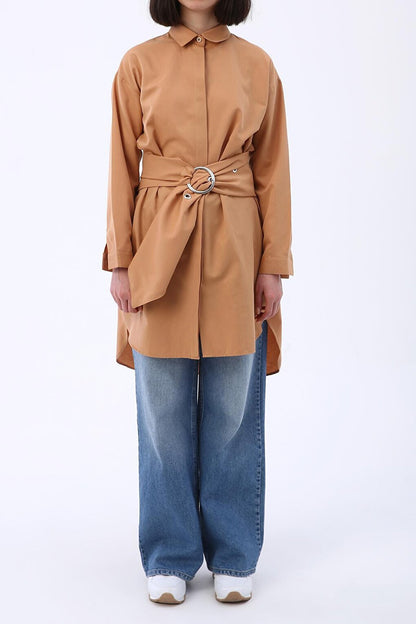 Comfortable Fit Shirt Tunic with Biscuit Belt