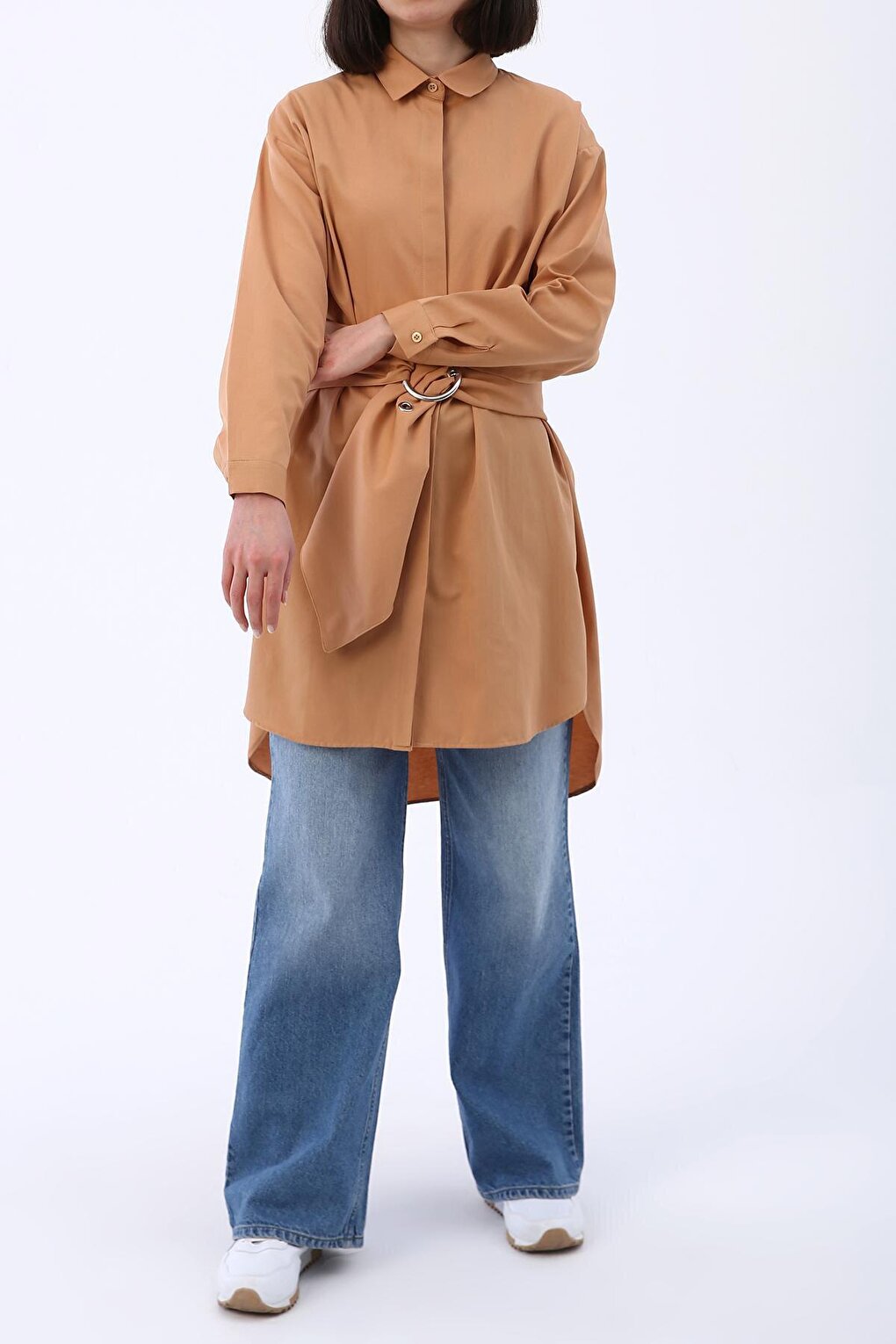 Comfortable Fit Shirt Tunic with Biscuit Belt