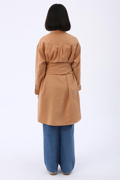 Comfortable Fit Shirt Tunic with Biscuit Belt