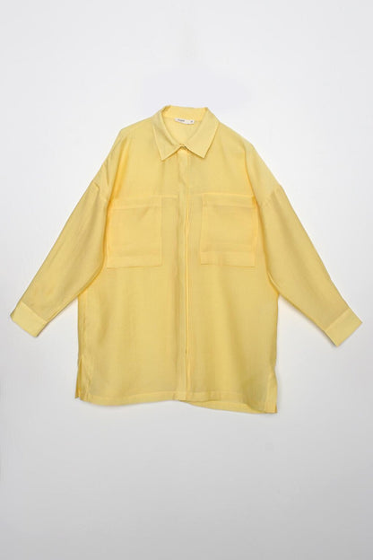 Light Yellow Comfortable Fit Blended Shirt Tunic