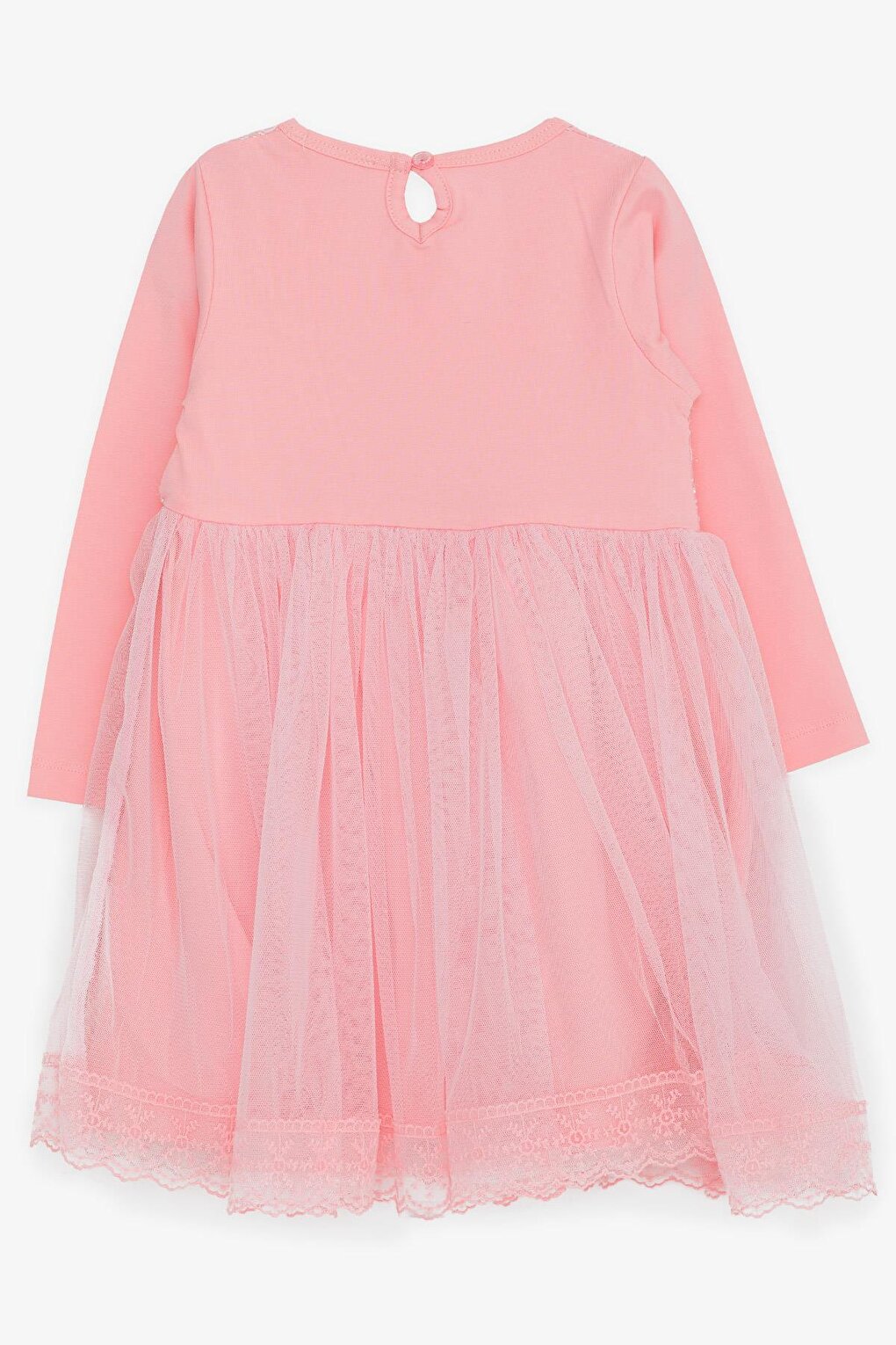 Girl's Long Sleeve Dress Bow Tulle Pink (3-4 Years)