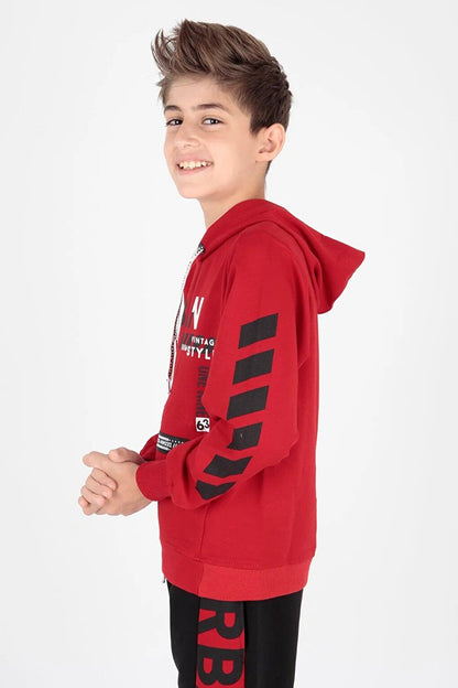 Kids Men's Urban Print. Tracksuit Hooded Elastic Tight Leg